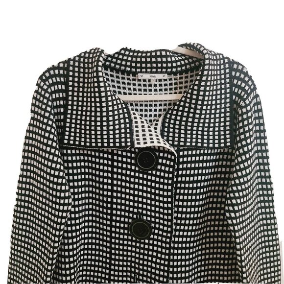 Sioni Black & White Checkered  Big Button Long Sleeve Thick Cardigan Jacket sz L - Picture 3 of 7